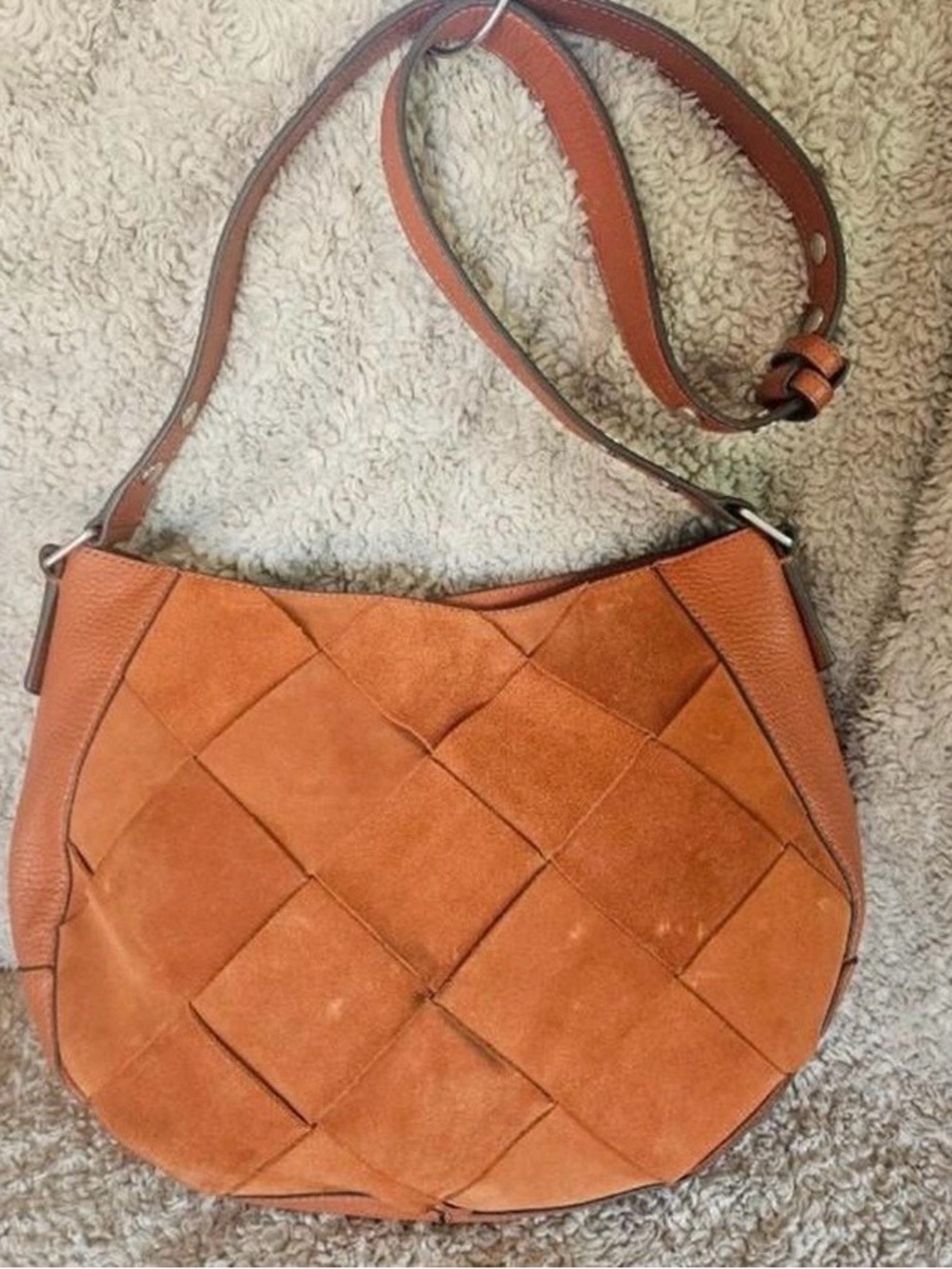 Treasure & Bond Woven Suede Shoulder Bag in Rust Orange - Picture 4 of 8